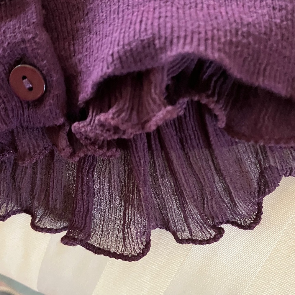 J. Crew Purple Silk Ruffle Trim Cardigan - Picture 8 of 8